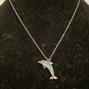 18” Dune Jewelry sterling silver necklace silver Larimar dolphin pendant